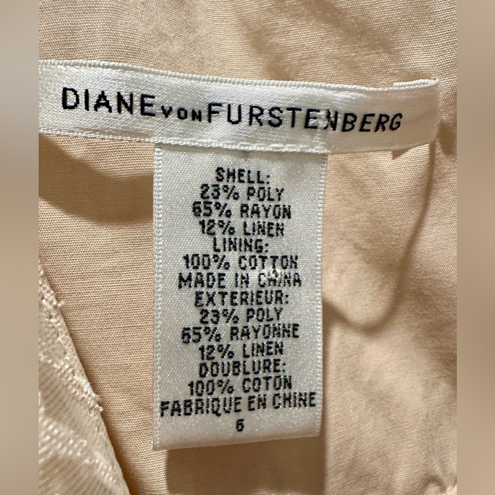 Diane Von Furstenberg Sleeveless Ringwald Peach Burnout Dress Faux Leather Belt - Picture 4 of 11